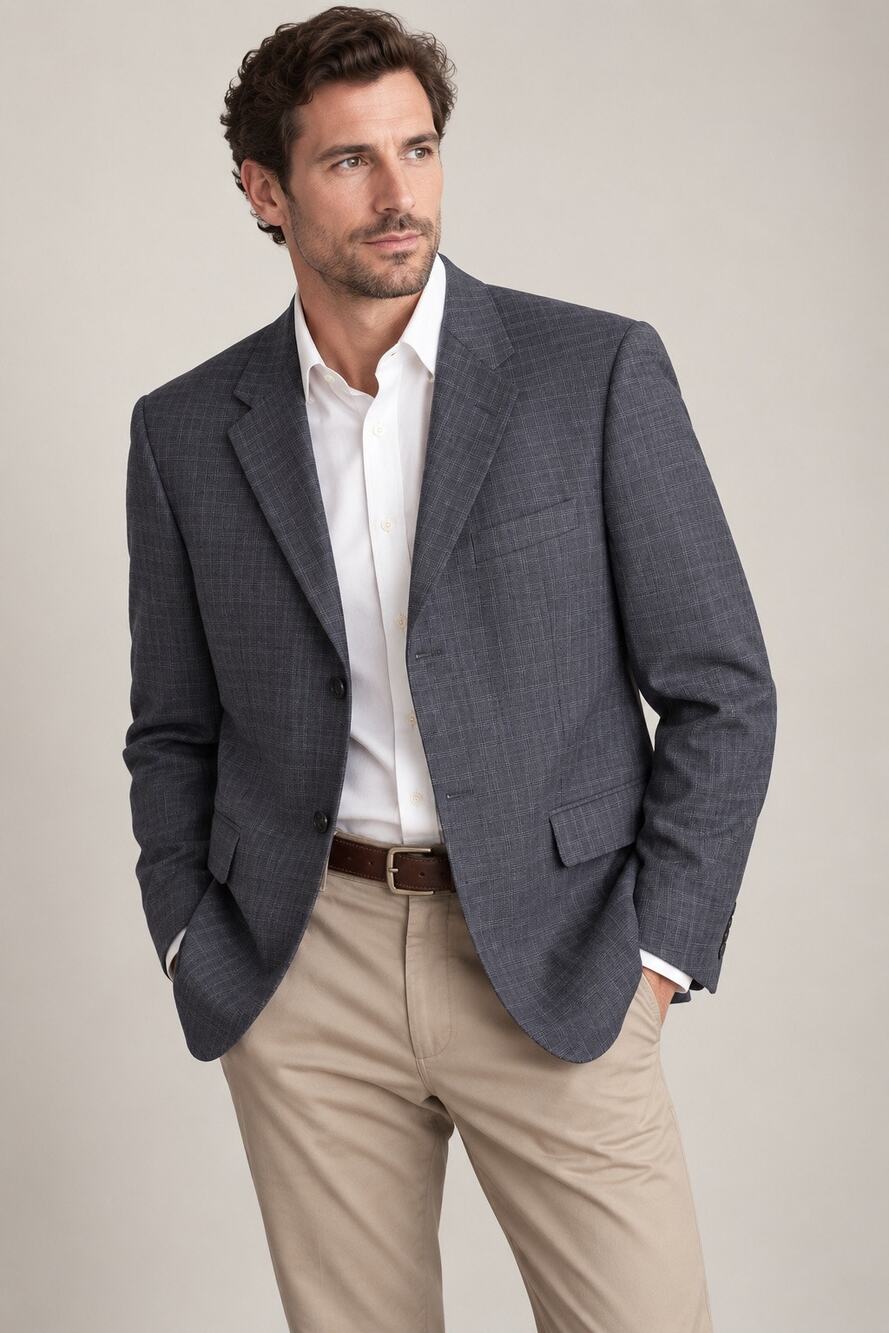 Austin Reed London Blazer 42R Gray Check Wool Blend Sport Coat Union Made